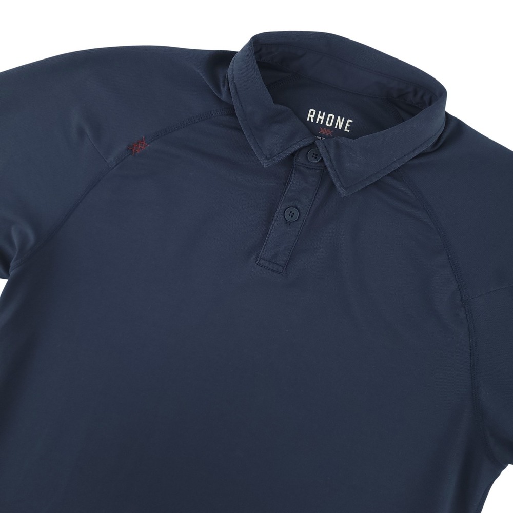 Rhone Polo Shirt Mens M Blue Solid Performance Stretch Athletic Gym Top